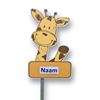 Geboortebord tuin Zwaaiende gele giraffe 