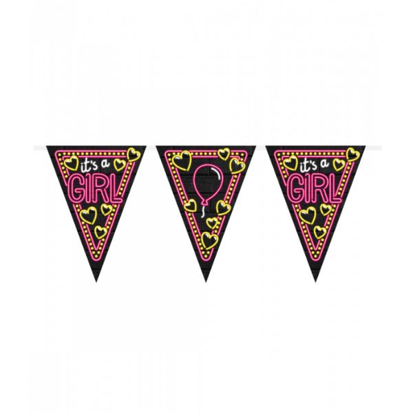 Neon Partyvlaggen - It’s a Girl